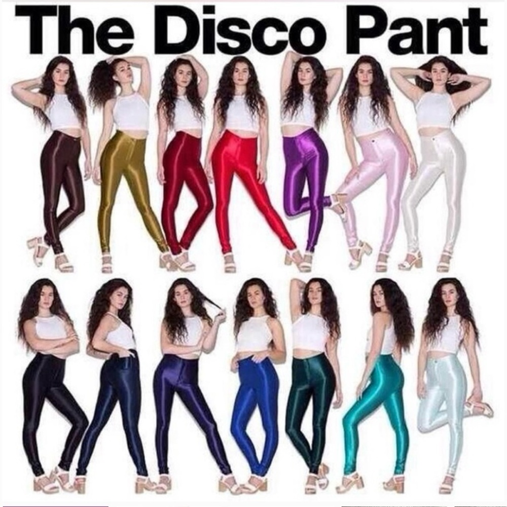 American Apparel Red and Pink Leggings Shiny High-Waisted